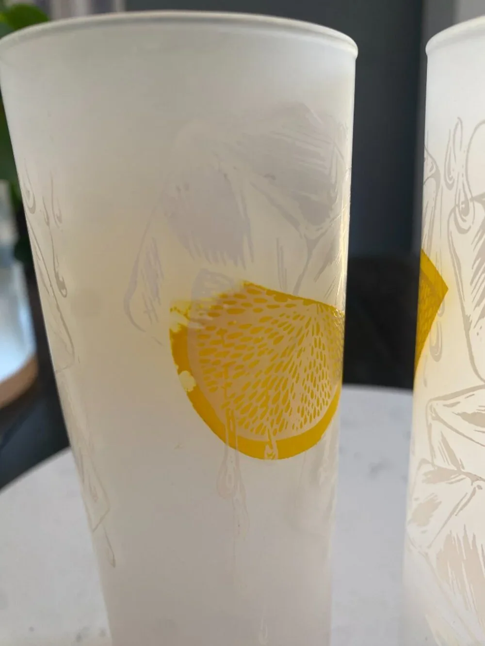 Vintage MCM Tom Collins Federal Glass Set of 2 Cherry Lemon Ice Cocktail